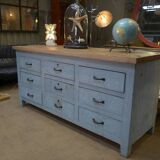 Original 1950s gray patinated 9-drawer craft cabinet