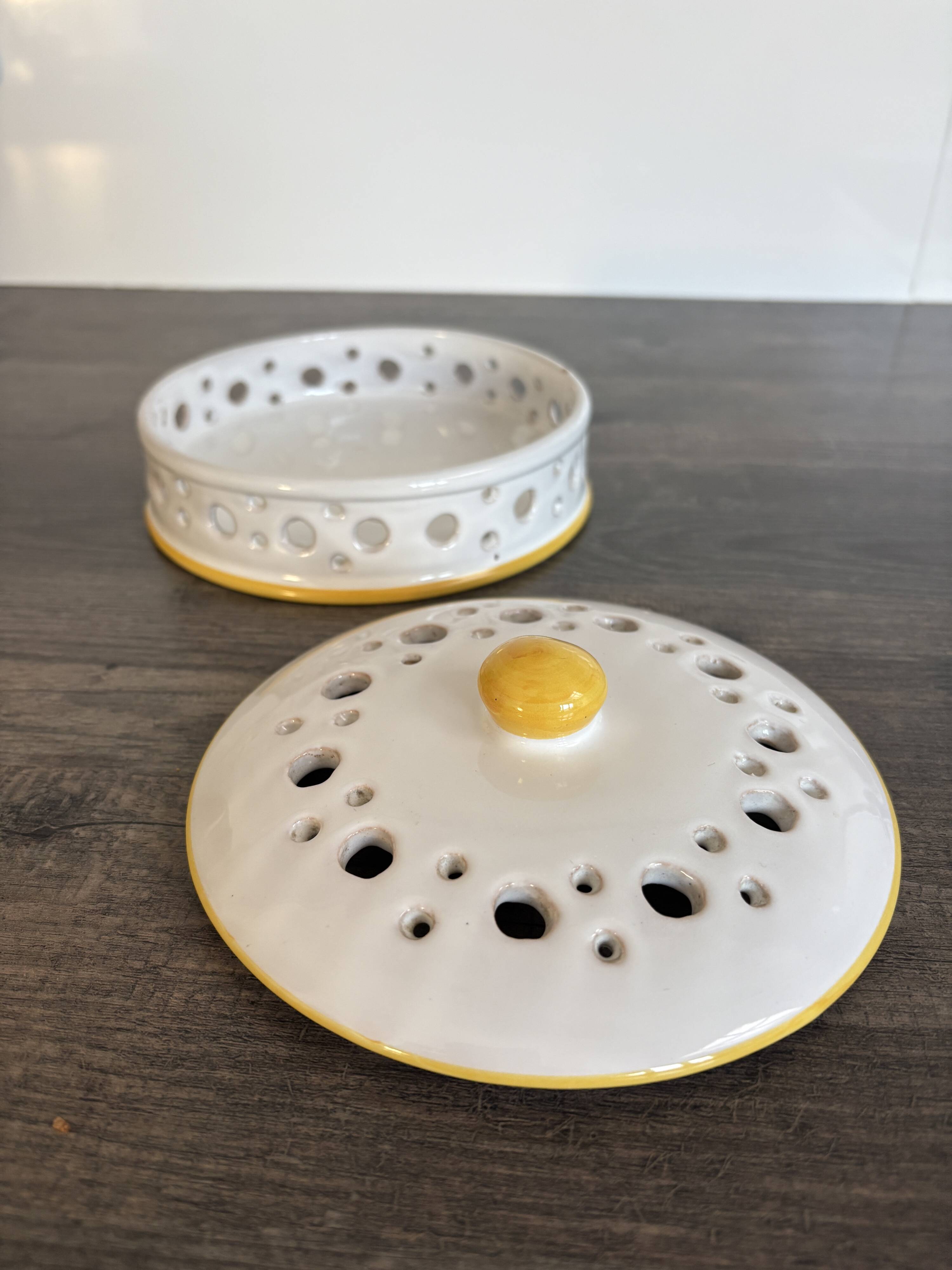 Vintage perforated ceramic box Arlux Belgium – 1960s/70s