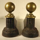 Pair of cast iron and brass chenets