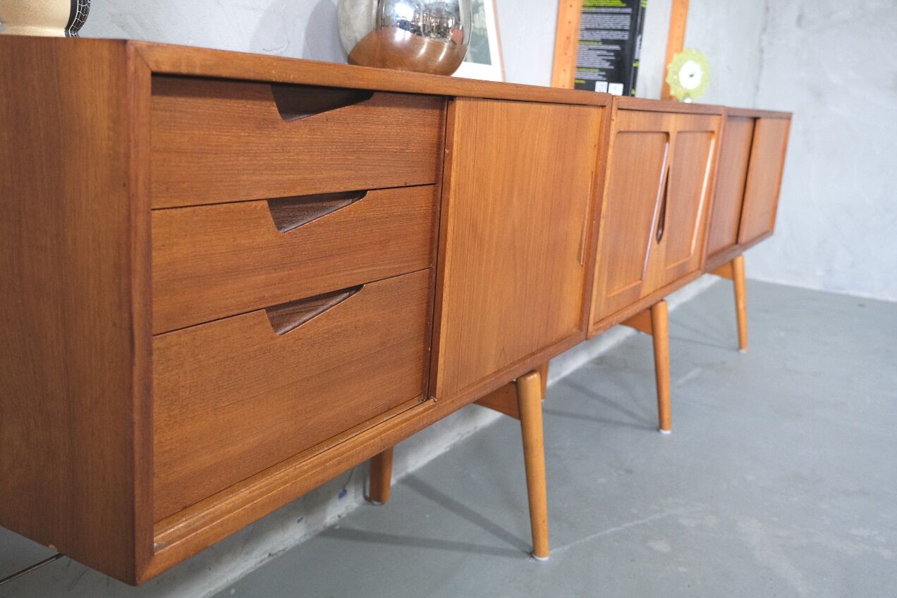 Mid-Century Modular Free Standing  Teak Wall Unit by Kjell Riise for Brodrene Jatogs, Norway, 1960s
