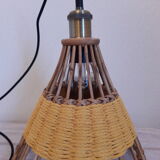 Vintage suspension rattan upcycled macramé mustard yellow