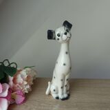 Statuette chien dalmatien romantique en céramique, chien décorati vintage des années 1970
