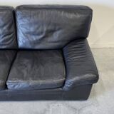 Vintage Roche Bobois sofa – Soleil Noir model – patinated black leather – 2-seater