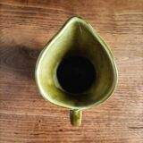 Sarreguemines green ceramic wine pitcher