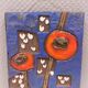 Ceramic relief in attractive blue with a motif of white/red flowers.