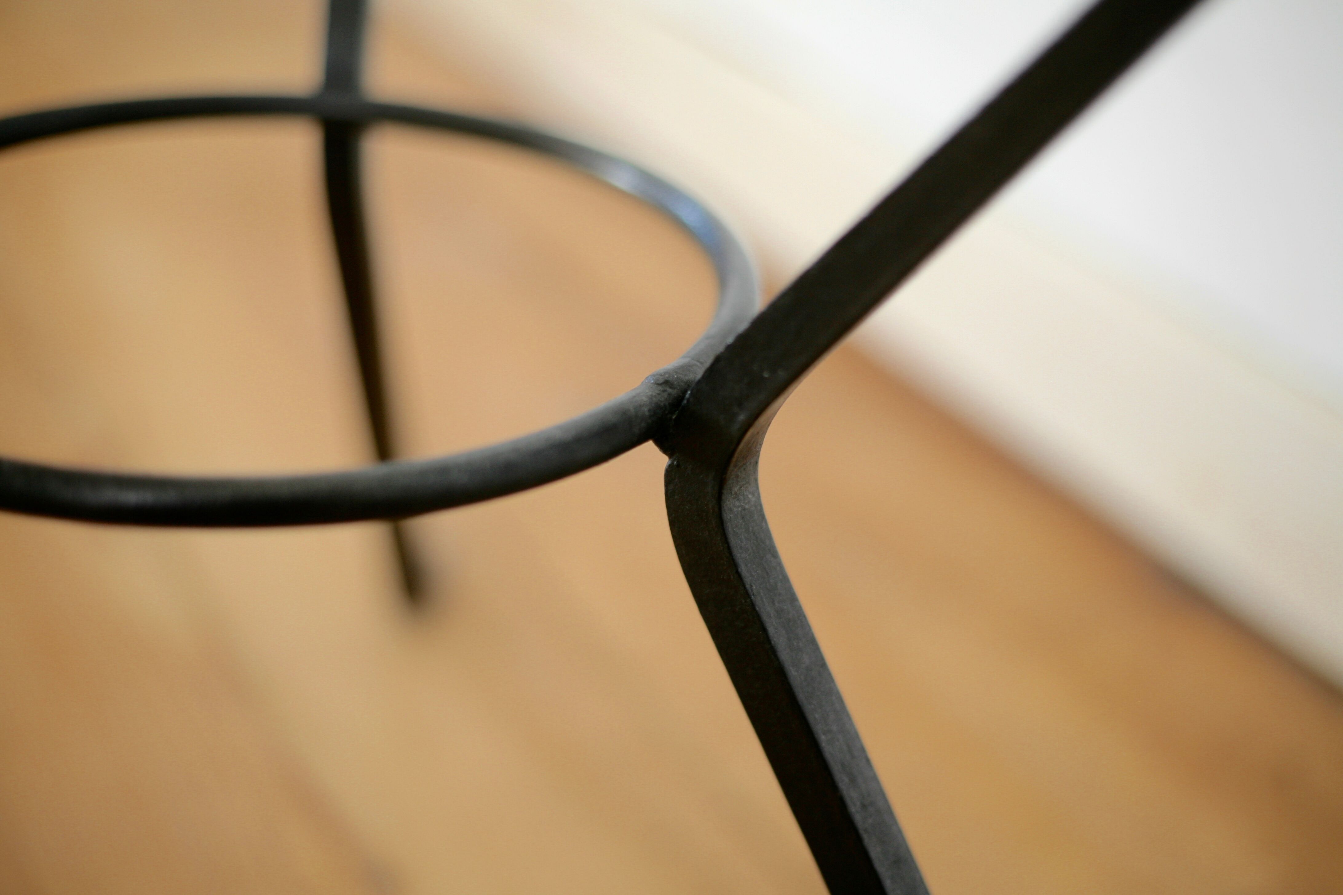 Coffee table black lacquered metal, glass and brass, France, circa 1950.