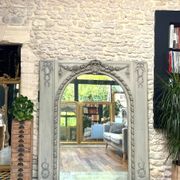 Important Antique Boiserie 176.5cm/158cm 19th Century Fireplace Mirror with Pitted Glass
