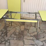 Plastilux yellow formica table with extensions 50s