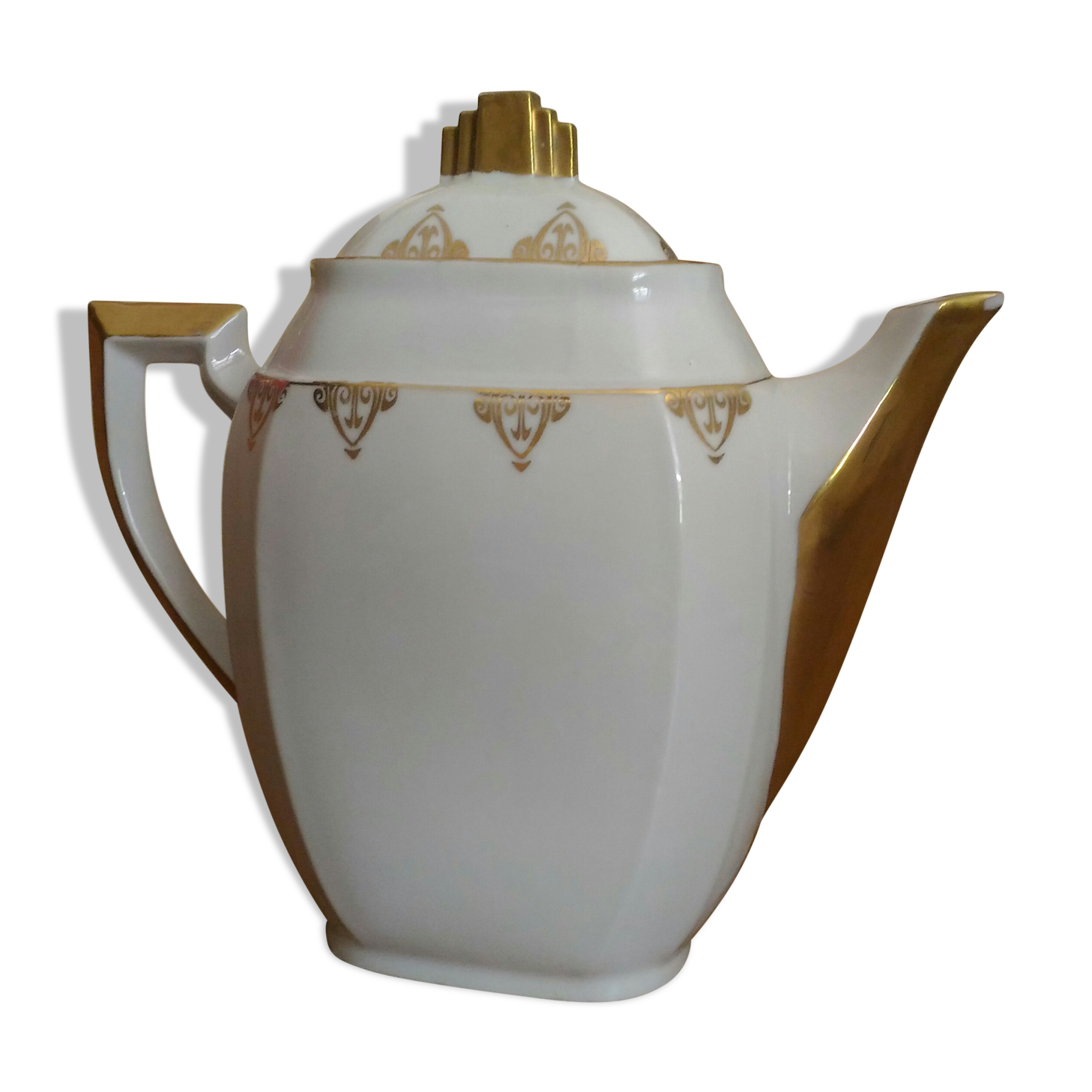 Teapot Porcelain M-S gold decoration, ART DECO