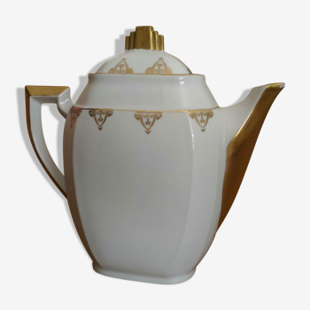 Teapot Porcelain M-S gold decoration, ART DECO