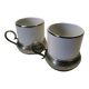 Charming vintage Italian espresso coffee cups White Porcelain and silver base