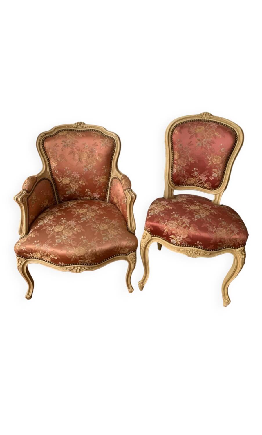 Bergère armchair and chair