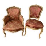 Bergère armchair and chair