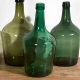 Antique green demijohns (c.1920). Set of 3 pieces