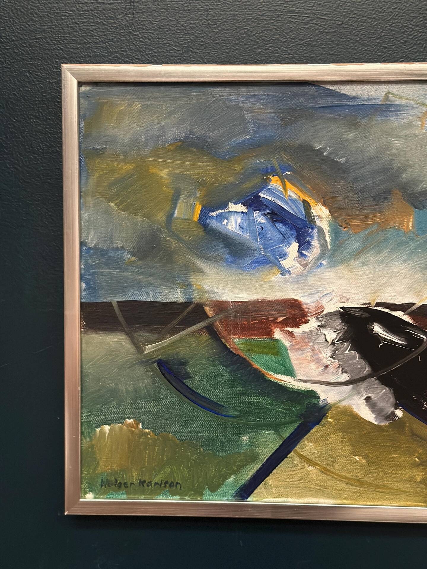 Huile sur toile originale suédoise – “Composition” par Holger Karlson