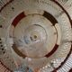 Large vintage macramé pendant lamp in cotton thread and wool, 120 cm.