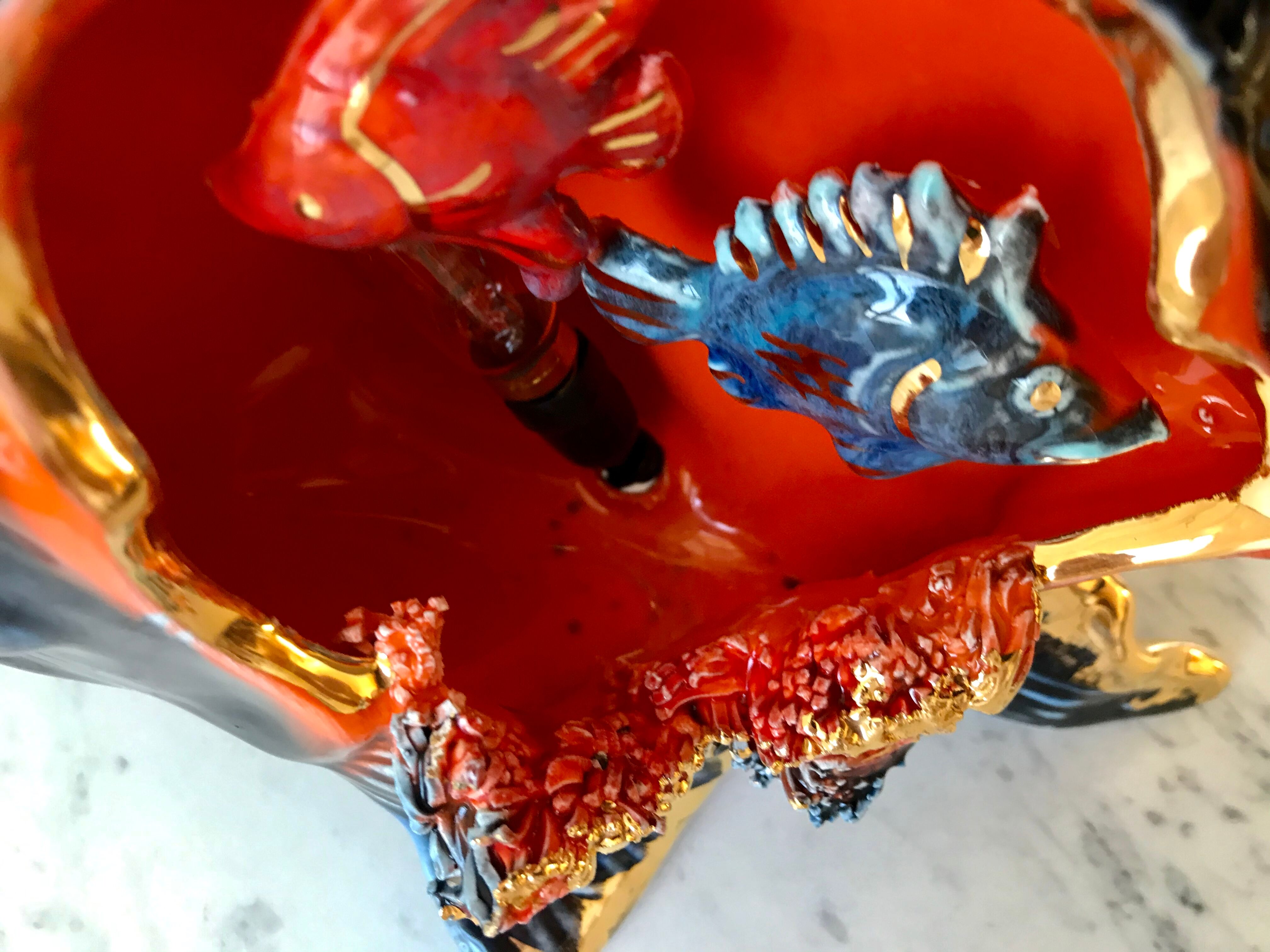 Fish lamp Vallauris vintage 70s