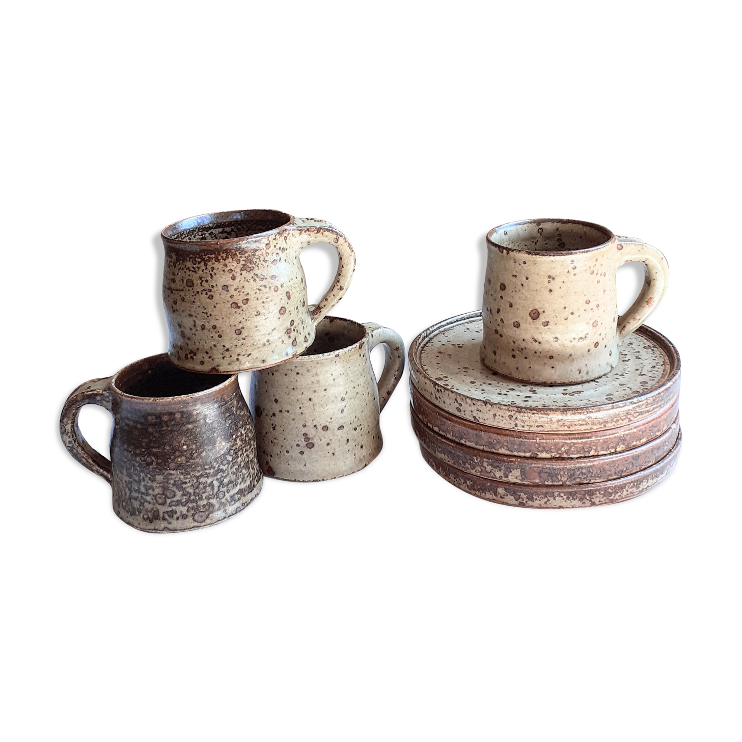 Service de tasses à café vintage en grès