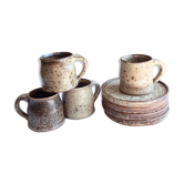 Service de tasses à café vintage en grès