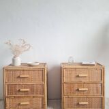 Pair of rattan bedside tables circa the 1970s.