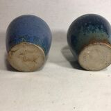 Lot of 2 old vases blue ceramic 70s