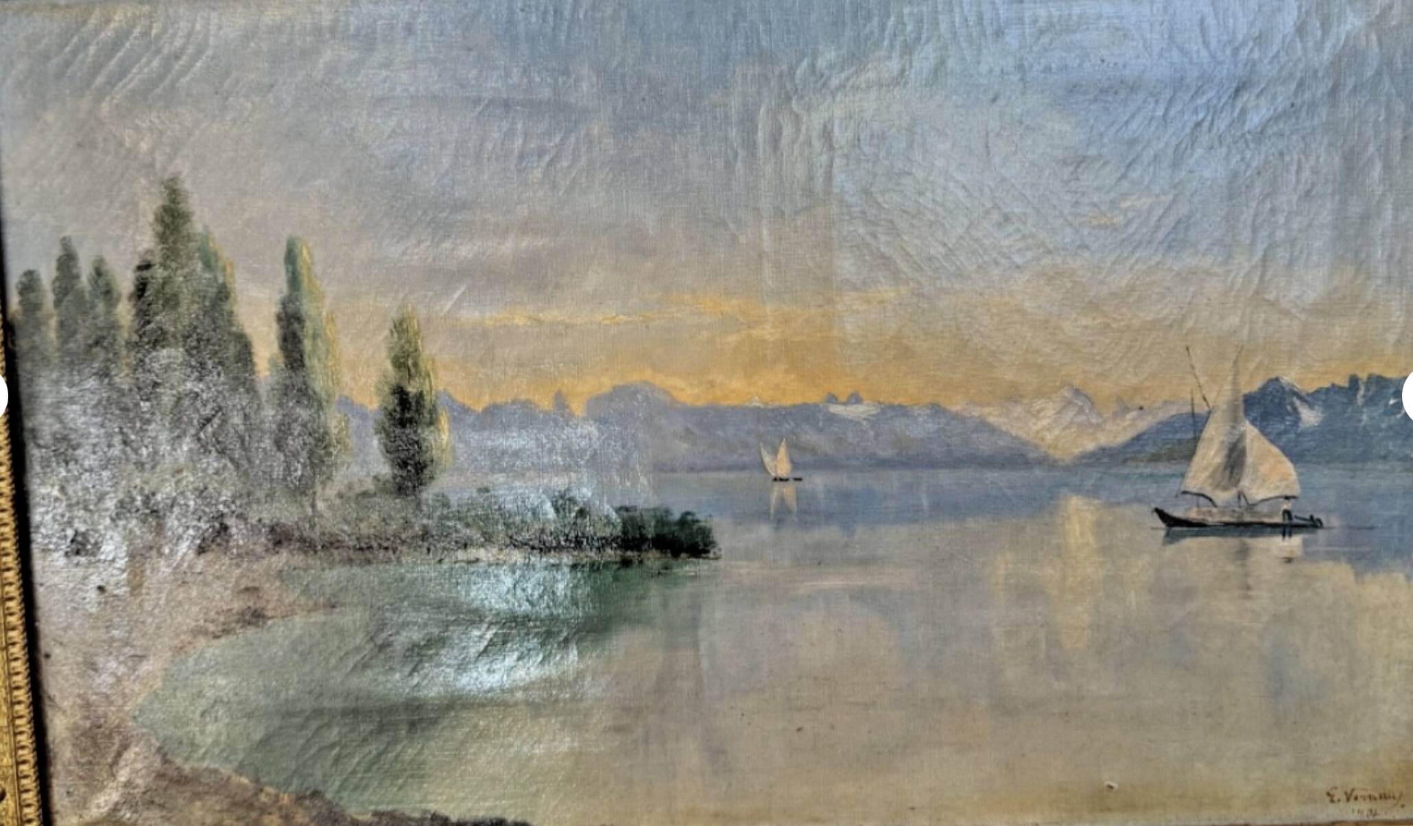 Oil on canvas – Lake Geneva by Émile Vernay, dated 1902 - 675009