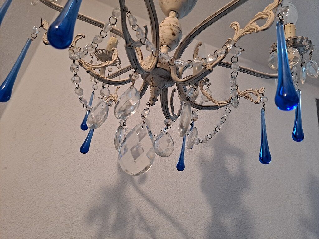 Vintage Italian Chandelier Murano Electric Blue