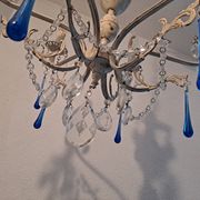 Vintage Italian Chandelier Murano Electric Blue