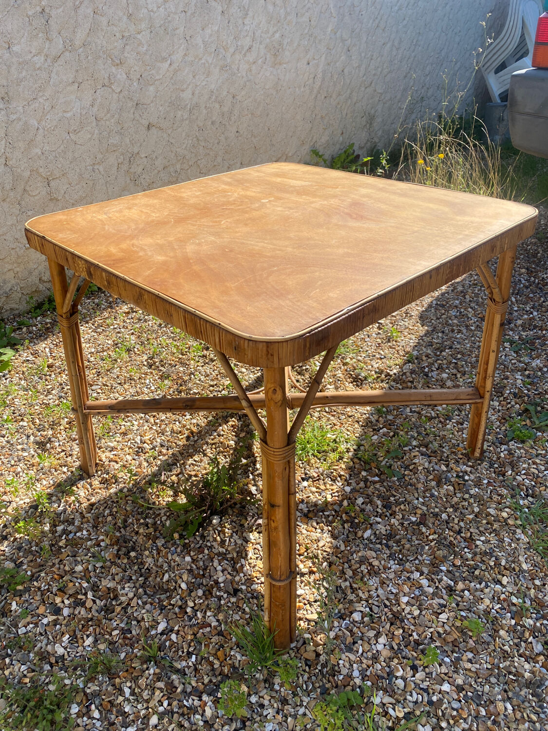 Vintage rattan table