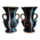 Pair of Jasba Keramik vases – Germany – 1950s/60s – brown, black & gold