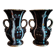 Pair of Jasba Keramik vases – Germany – 1950s/60s – brown, black & gold