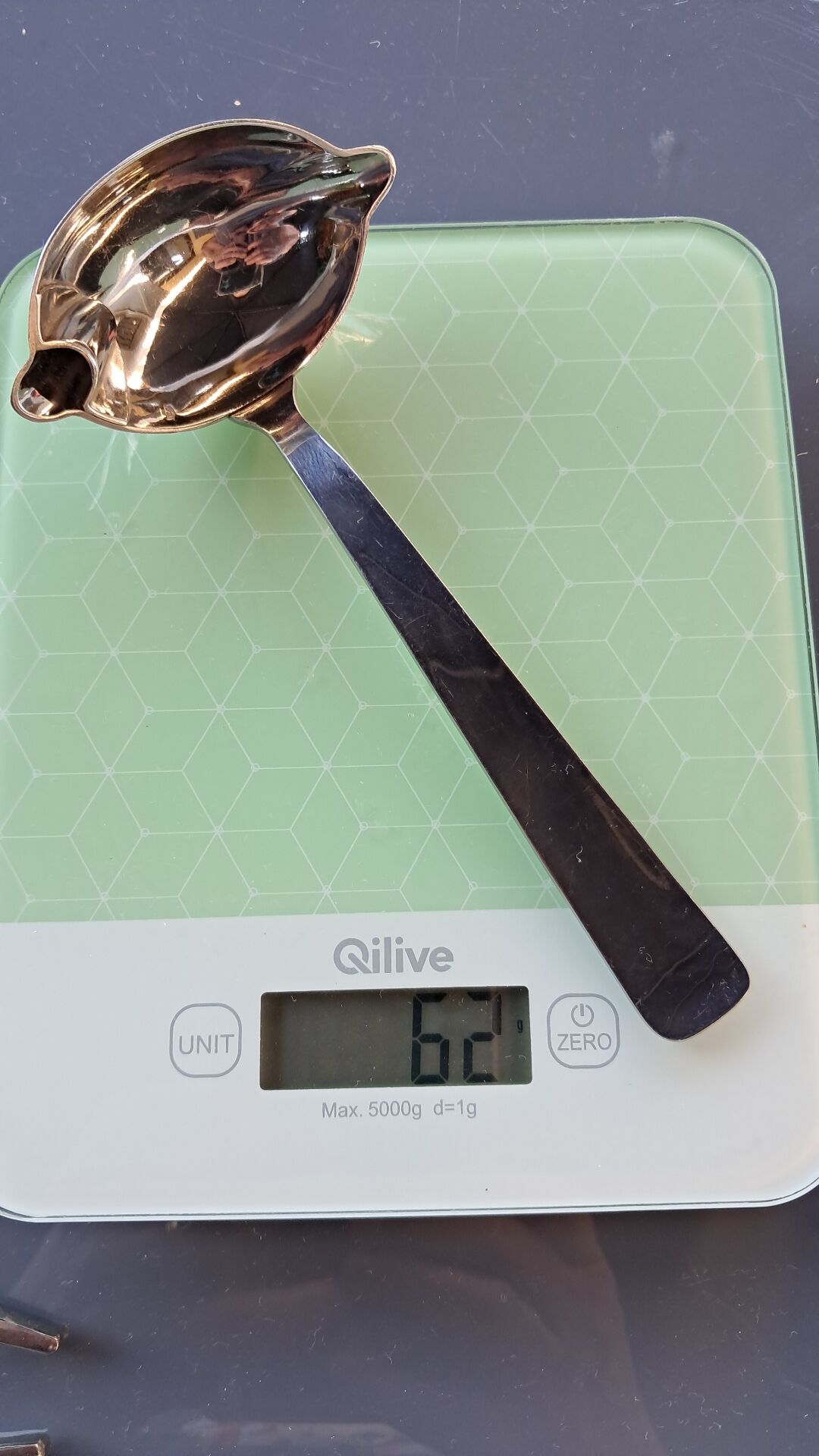 Old sauce spoon, fat and lean, Boulenger, silver-plated metal.
