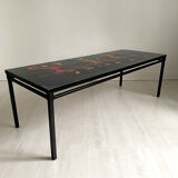 60's enamelled ceramic and metal coffee table