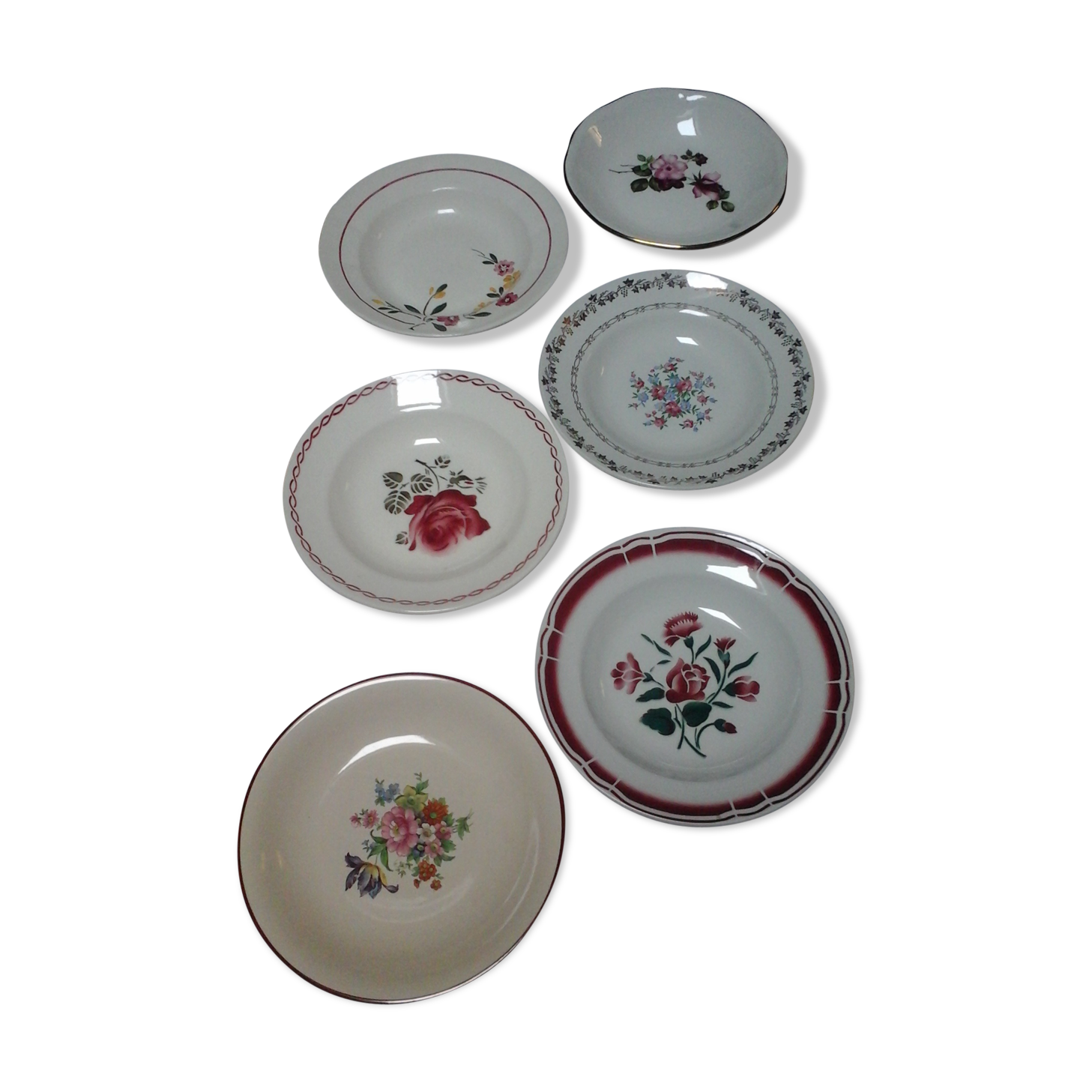 Assorted 6 old hollow plates