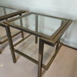 Pair of end of sofas in brushed iron signed Guy Lefevre
