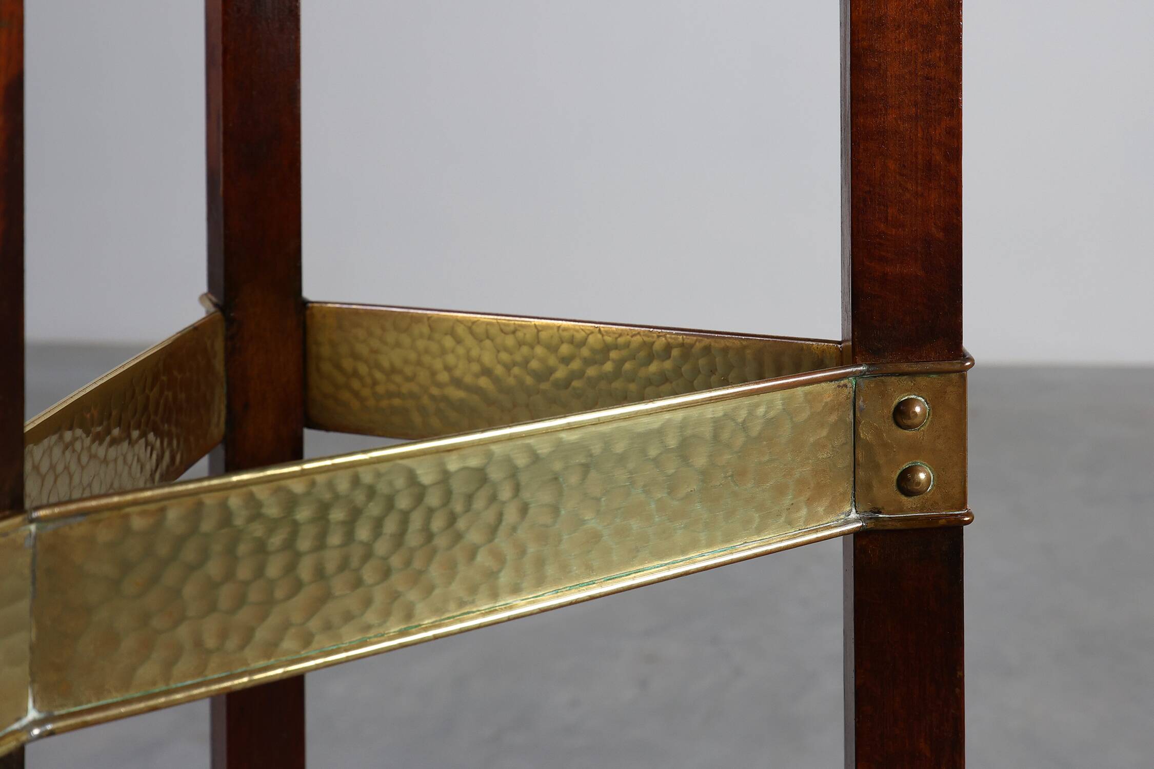 Art Nouveau Pedestal in wood and brass, Belgium, ca. 1910