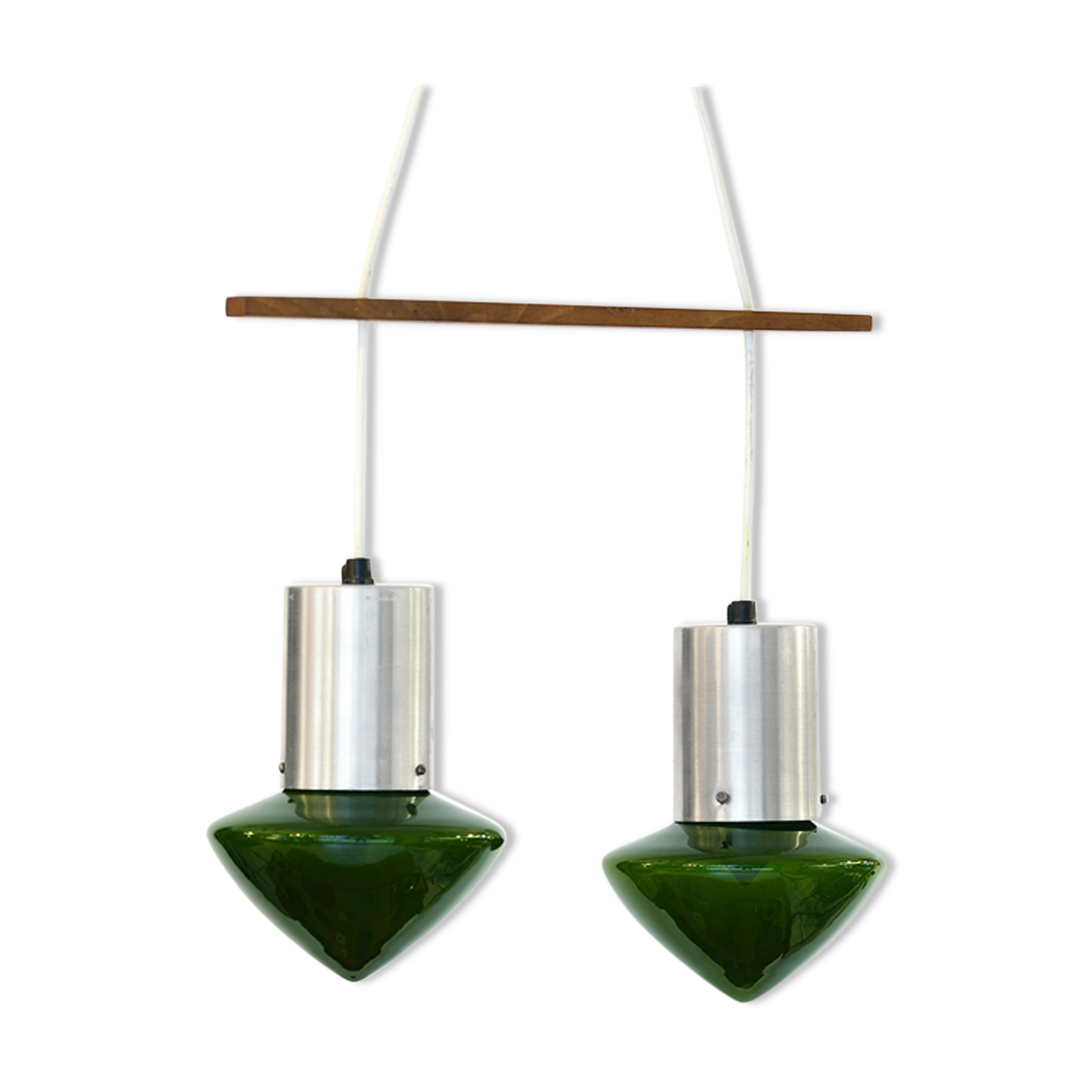 Pair of green glass pendant lights Sweden 1960s