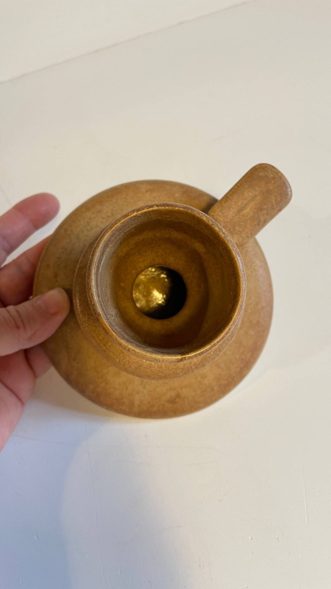 Geometric Hand CANDLE HOLDER Stoneware VINTAGE France