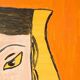 Oil on cardboard by denise fortin figurative composition ma geisha 1999