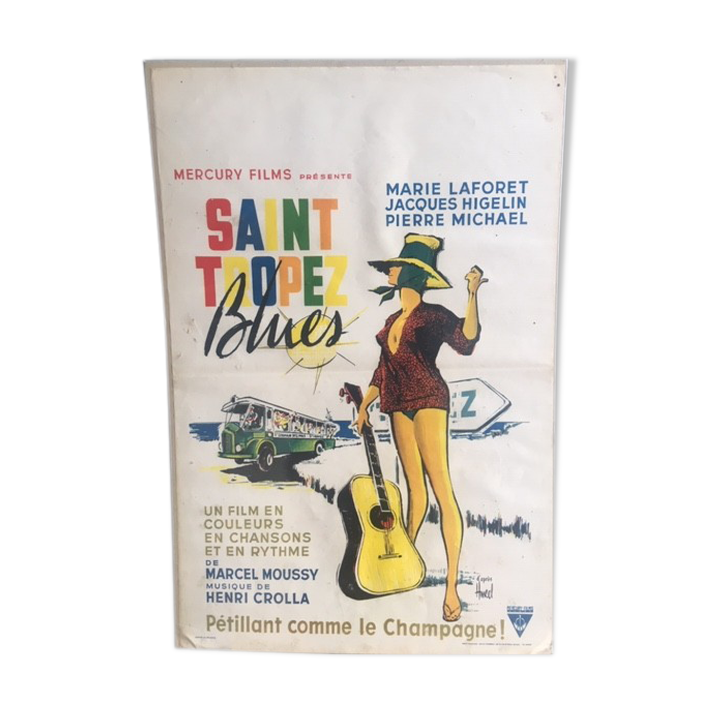 Affiche cinema vintage Saint Tropez blues