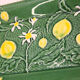 Rectangular dish in vintage lemon slip and made in France