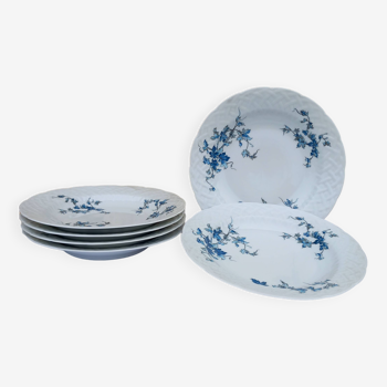 6 assiettes creuses en porcelaine Bernardaud - modèle Saint Saens - années 70