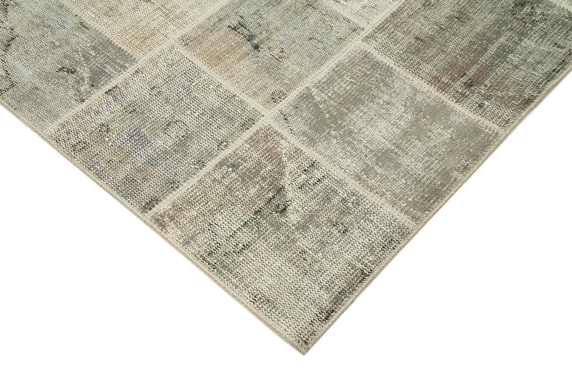 Handwoven anatolian contemporary 173 cm x 246 cm grey patchwork carpet