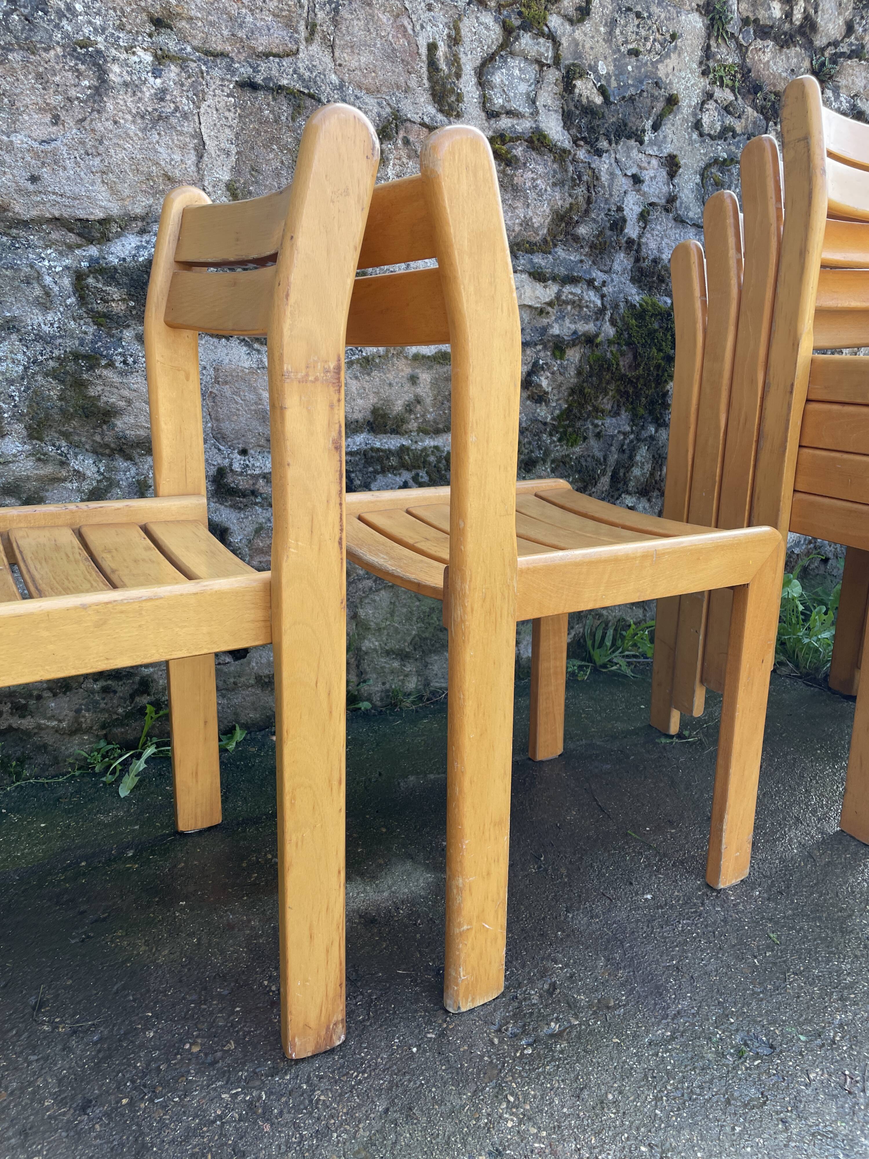 Suite of 8 solid beech chairs
