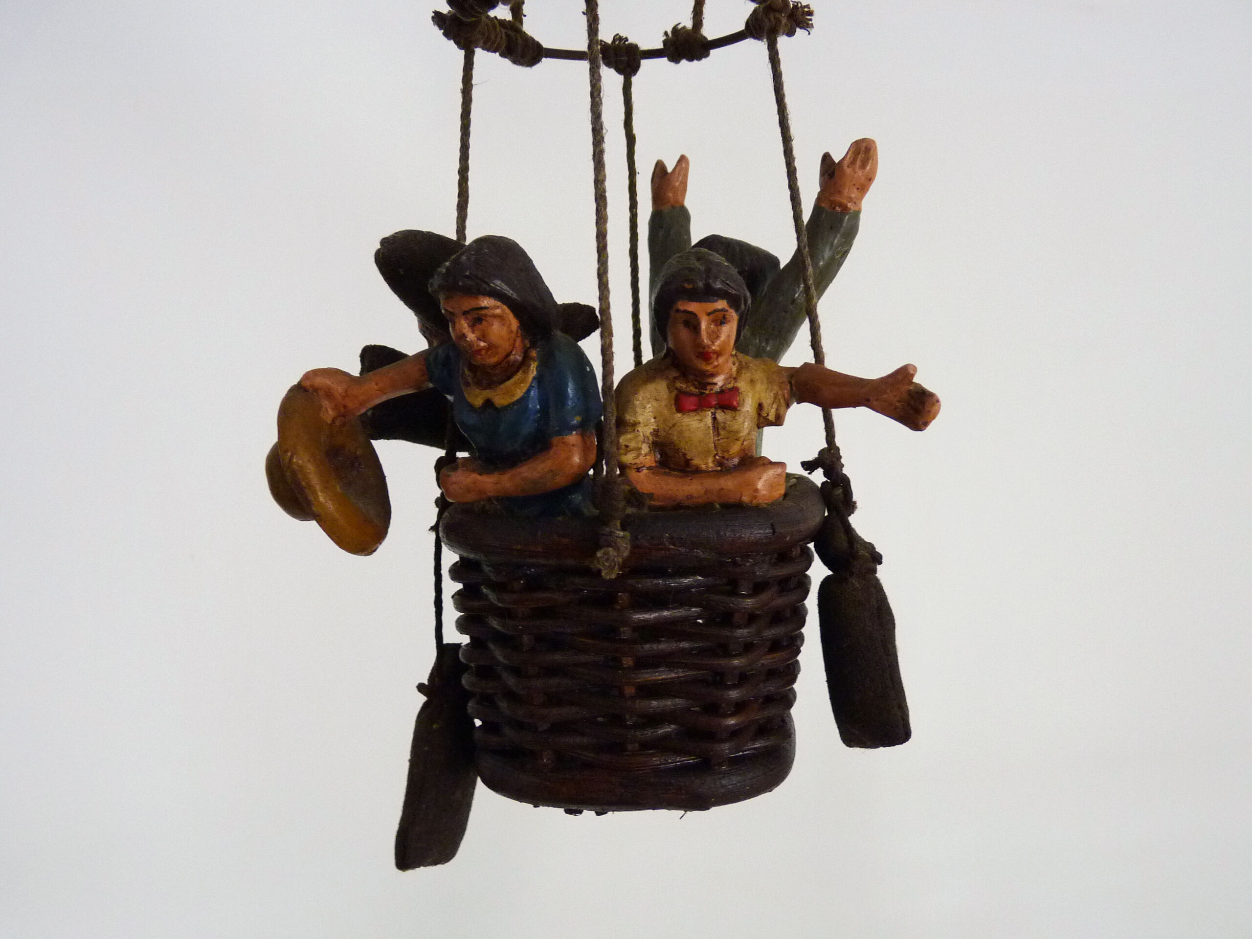 Voluptuous wooden hot air balloon, interior design, eighties