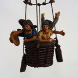 Voluptuous wooden hot air balloon, interior design, eighties