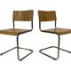 Set of four vintage dining room chairs, wood and chrome,  1970s