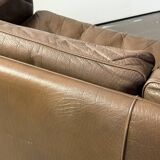 2-seater sofa in brown leather, Illum Wikkelso for Holger Christiansen