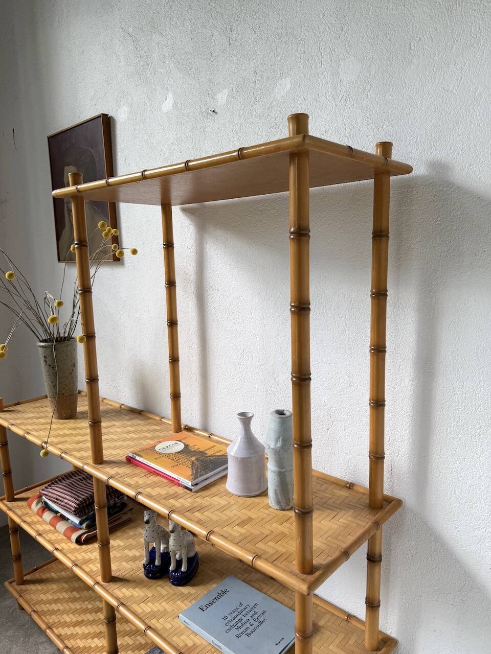 Large rattan shelf 1960