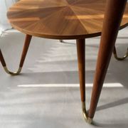 Round walnut coffee table with glass by Ilse Möbel